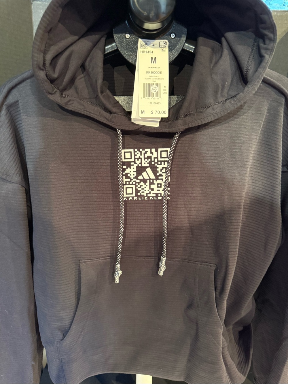 adidas women’s Karlie Kloss Black Hoodie with QR Logo size Medium